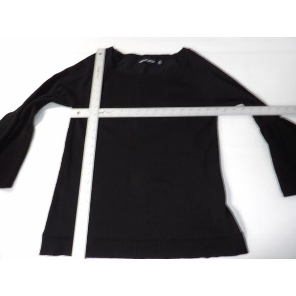 525 America Sweater Medium Black Square Neck Bell Sleeve Knit Minimalist Capsule - Picture 8 of 13